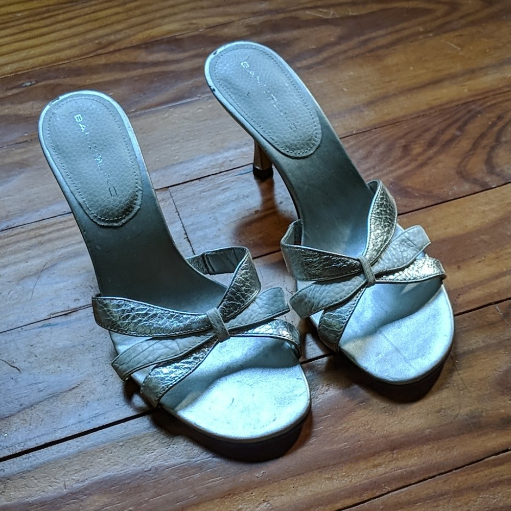 Bandolino silver and white open toe high heels